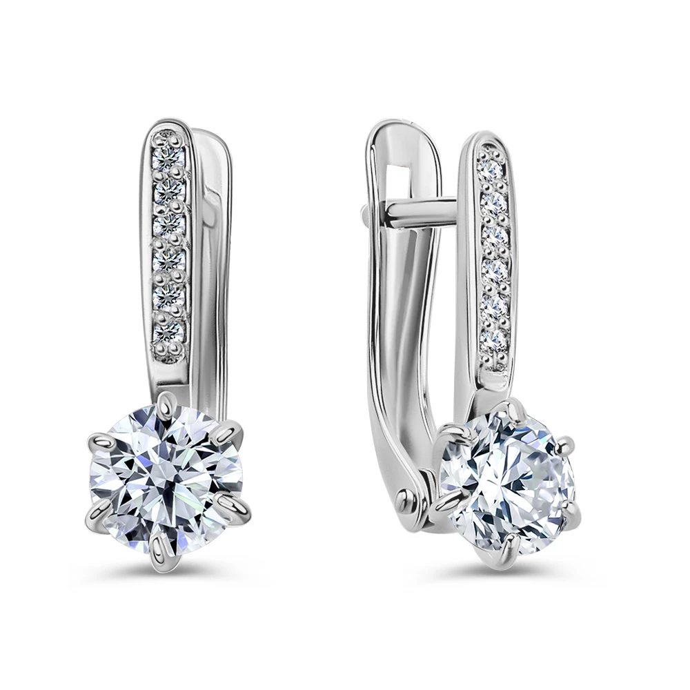 Серьги с фианитами из серебра 925 пробы