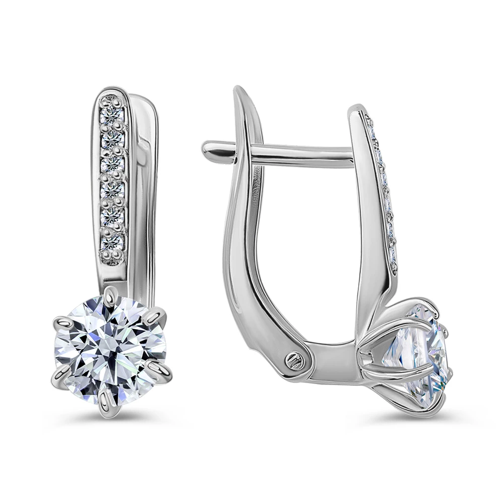 Серьги с фианитами из серебра 925 пробы