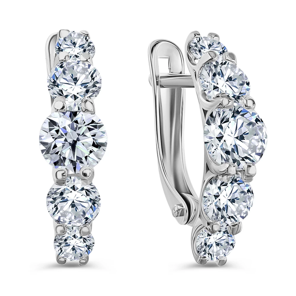 Серьги с фианитами из серебра 925 пробы