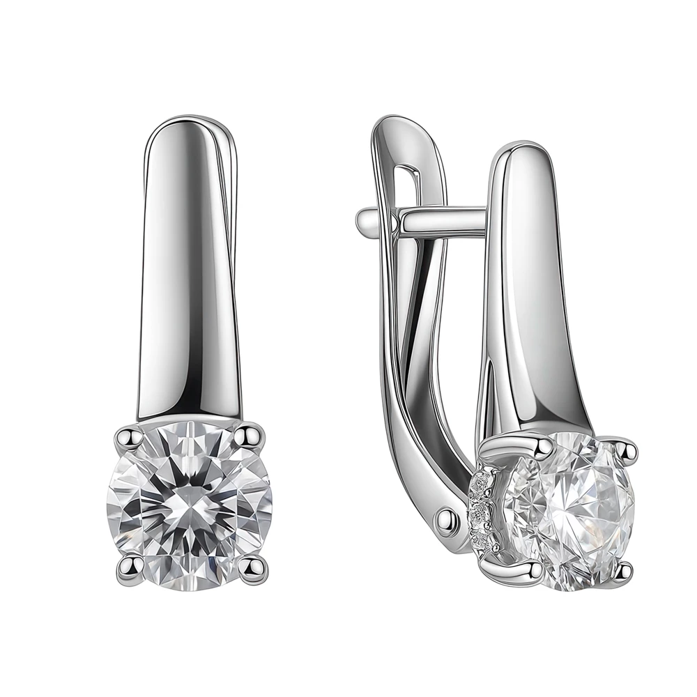 Серьги с фианитами из серебра 925 пробы