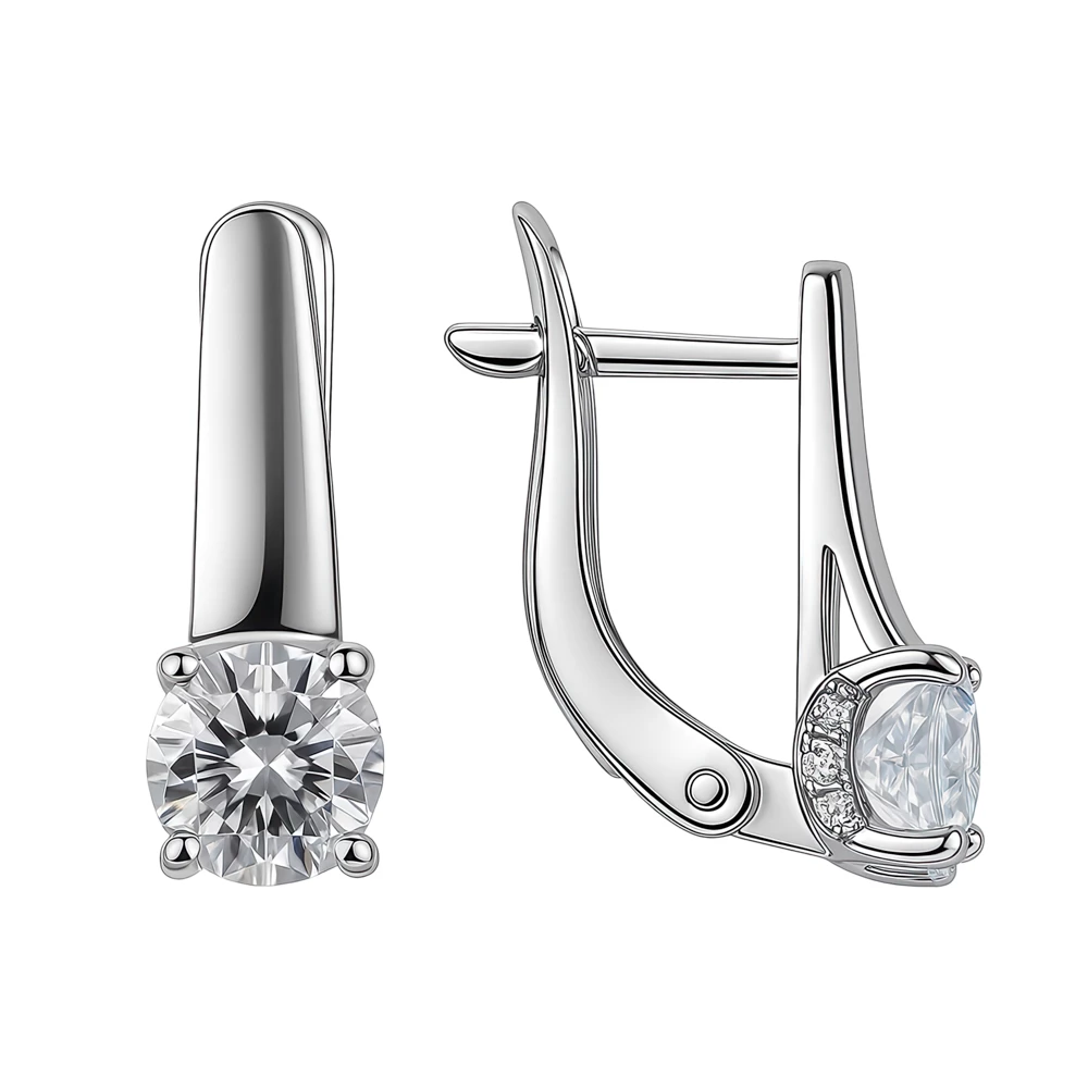 Серьги с фианитами из серебра 925 пробы