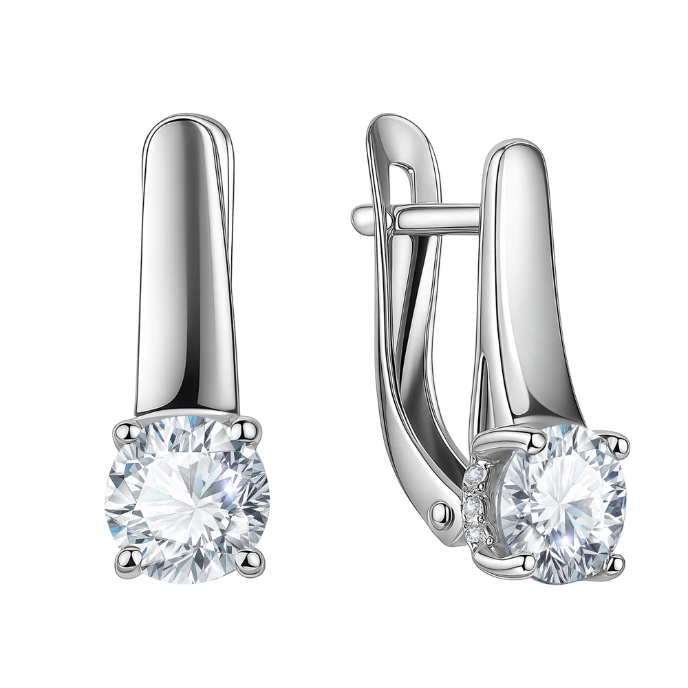 Серьги с фианитами из серебра 925 пробы
