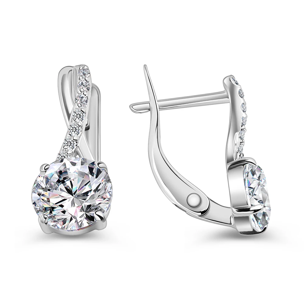 Серьги с фианитами из серебра 925 пробы