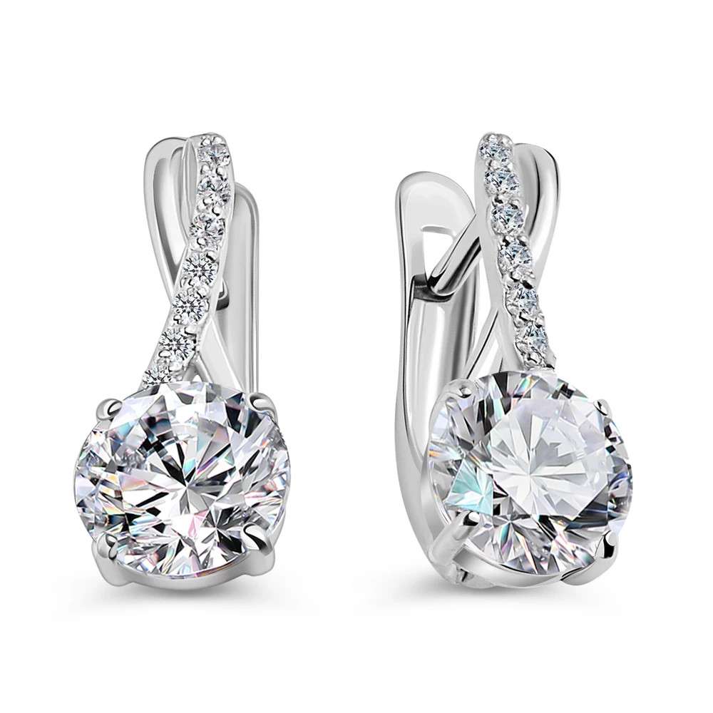 Серьги с фианитами из серебра 925 пробы