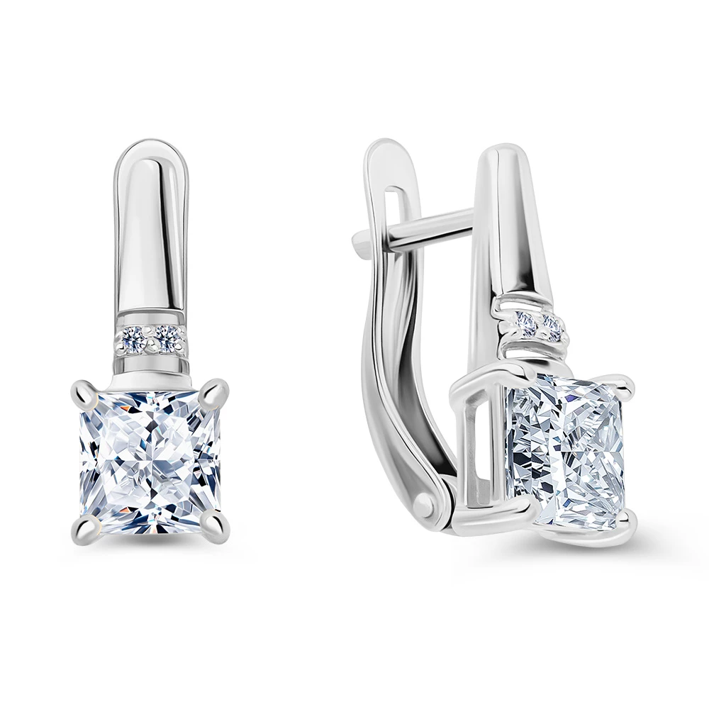 Серьги с фианитами из серебра 925 пробы