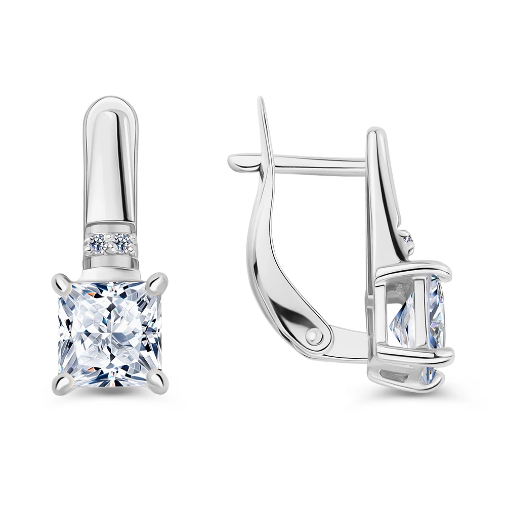Серьги с фианитами из серебра 925 пробы