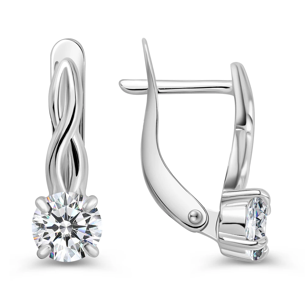 Серьги с фианитами из серебра 925 пробы