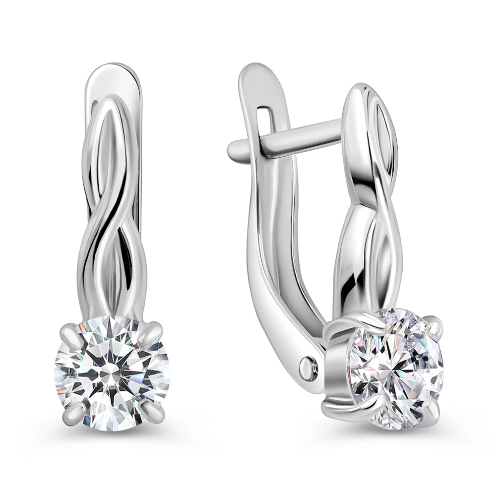 Серьги с фианитами из серебра 925 пробы