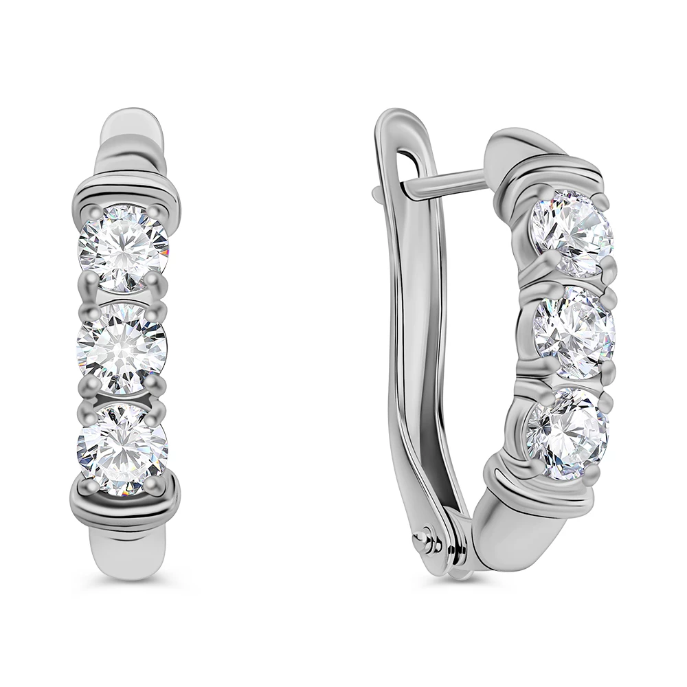 Серьги с фианитами из серебра 925 пробы