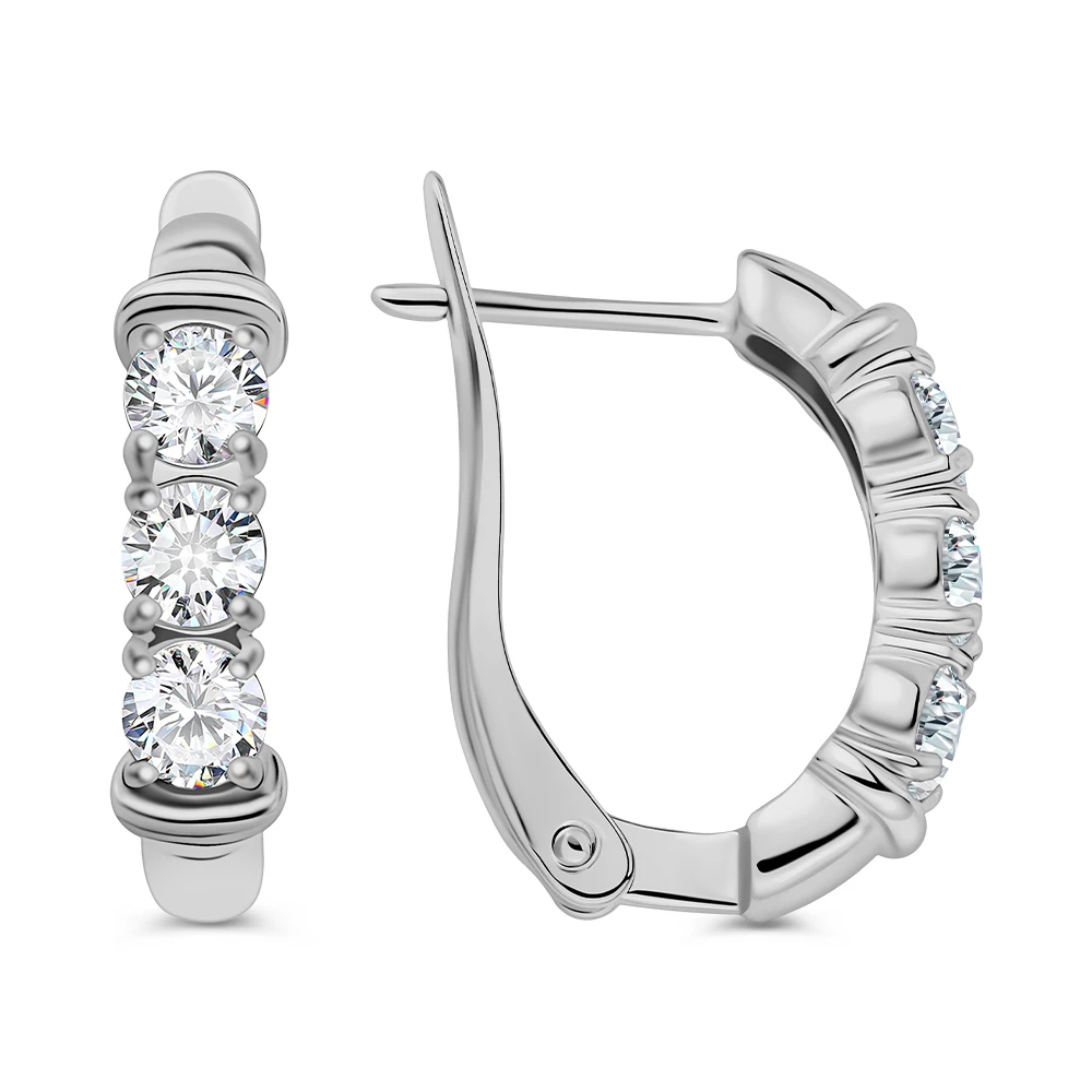 Серьги с фианитами из серебра 925 пробы