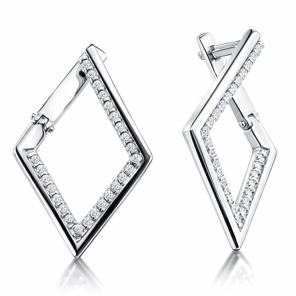 Серьги с фианитами из серебра 925 пробы