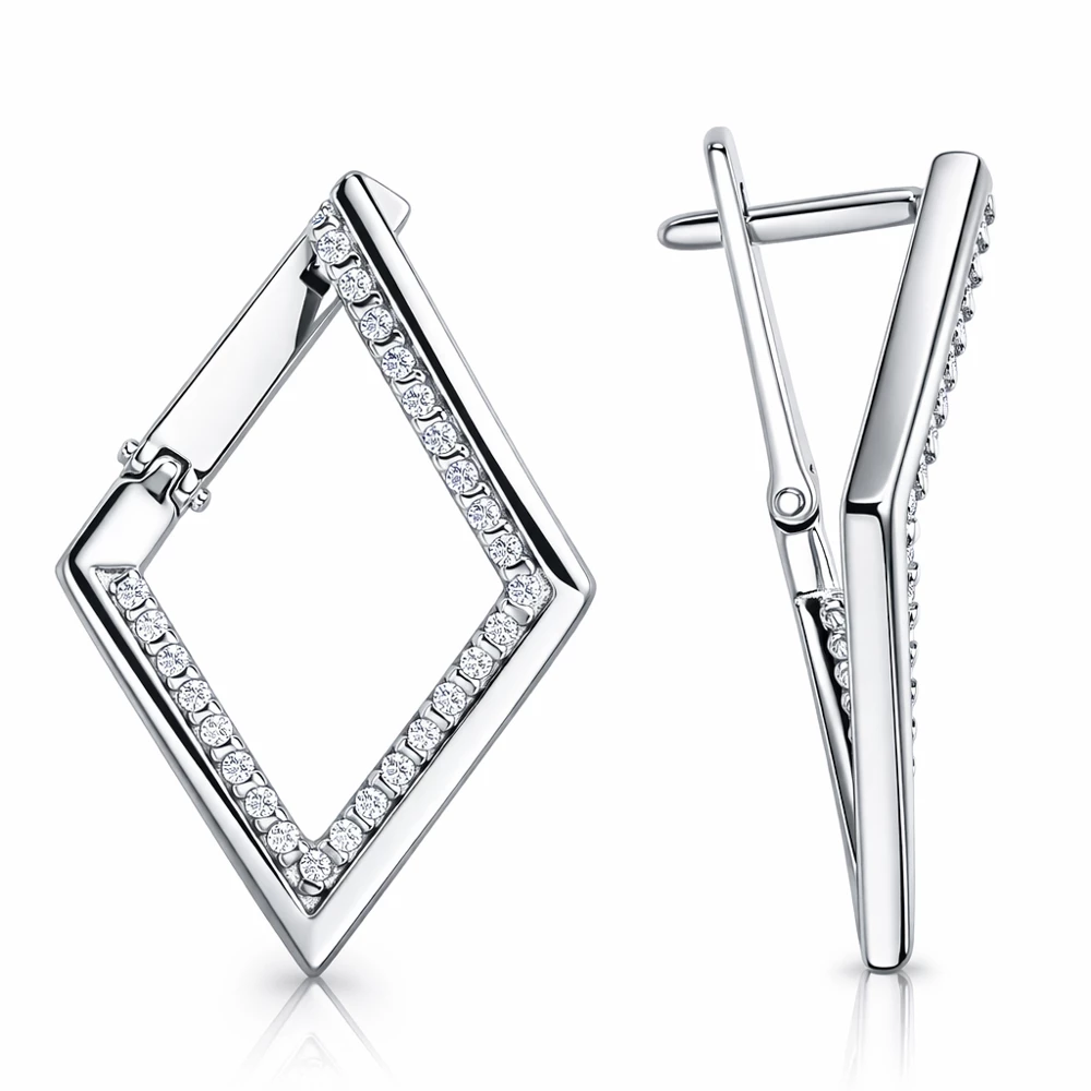 Серьги с фианитами из серебра 925 пробы