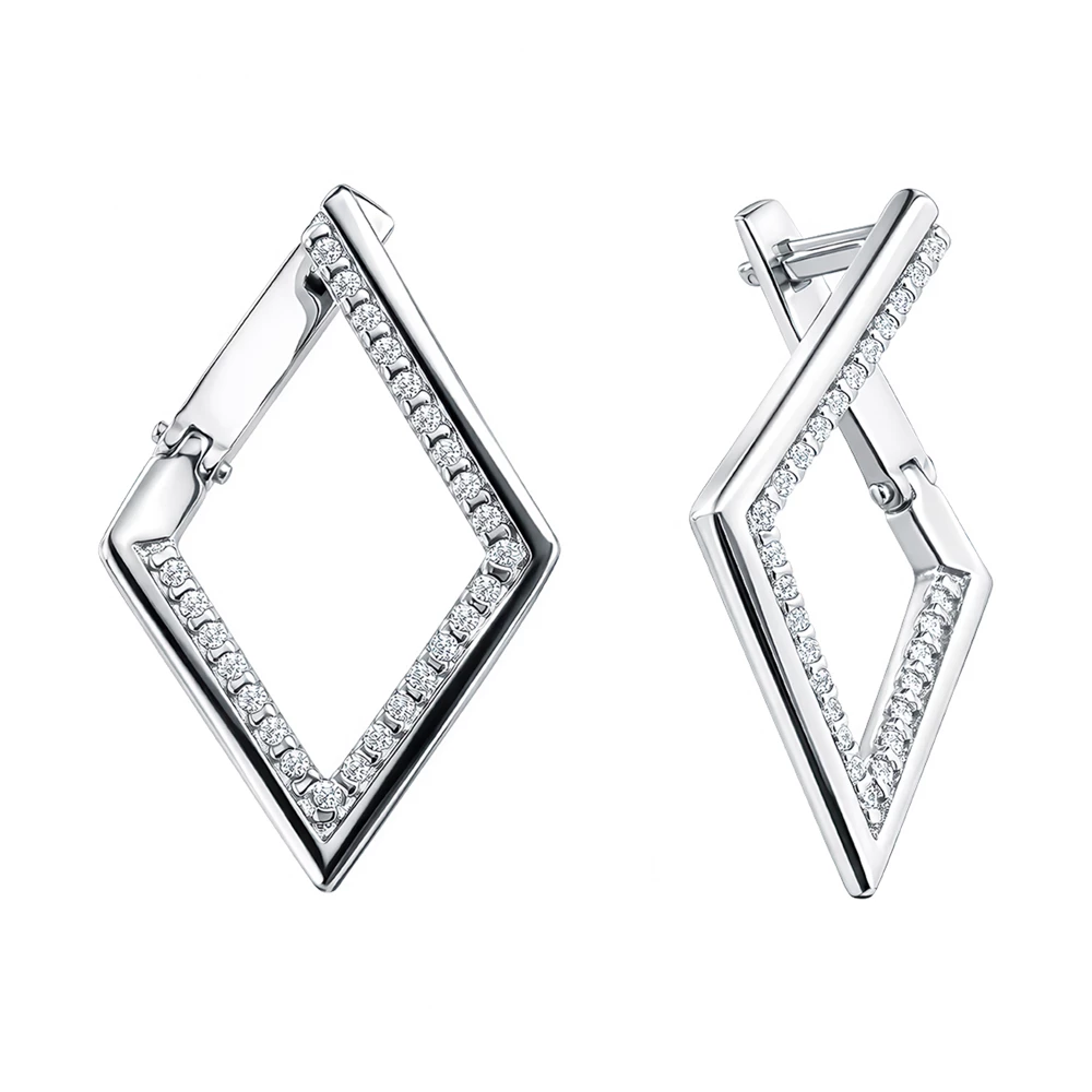 Серьги с фианитами из серебра 925 пробы