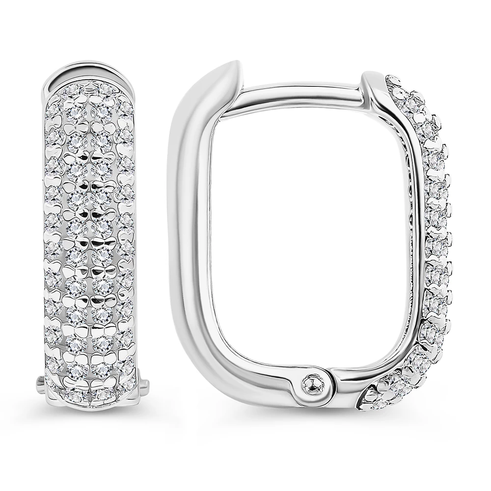 Серьги с фианитами из серебра 925 пробы