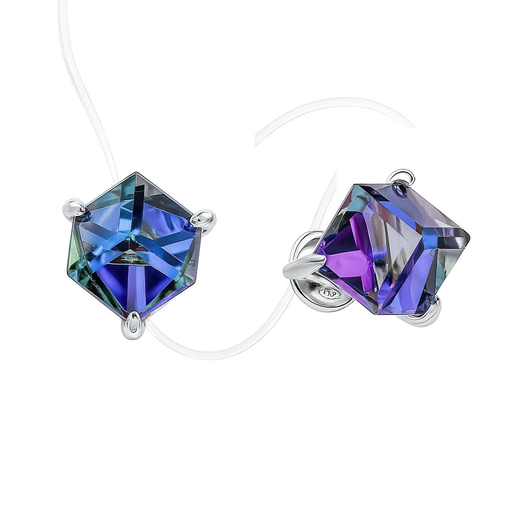 Серьги с ювелирными кристаллами из серебра 925 пробы