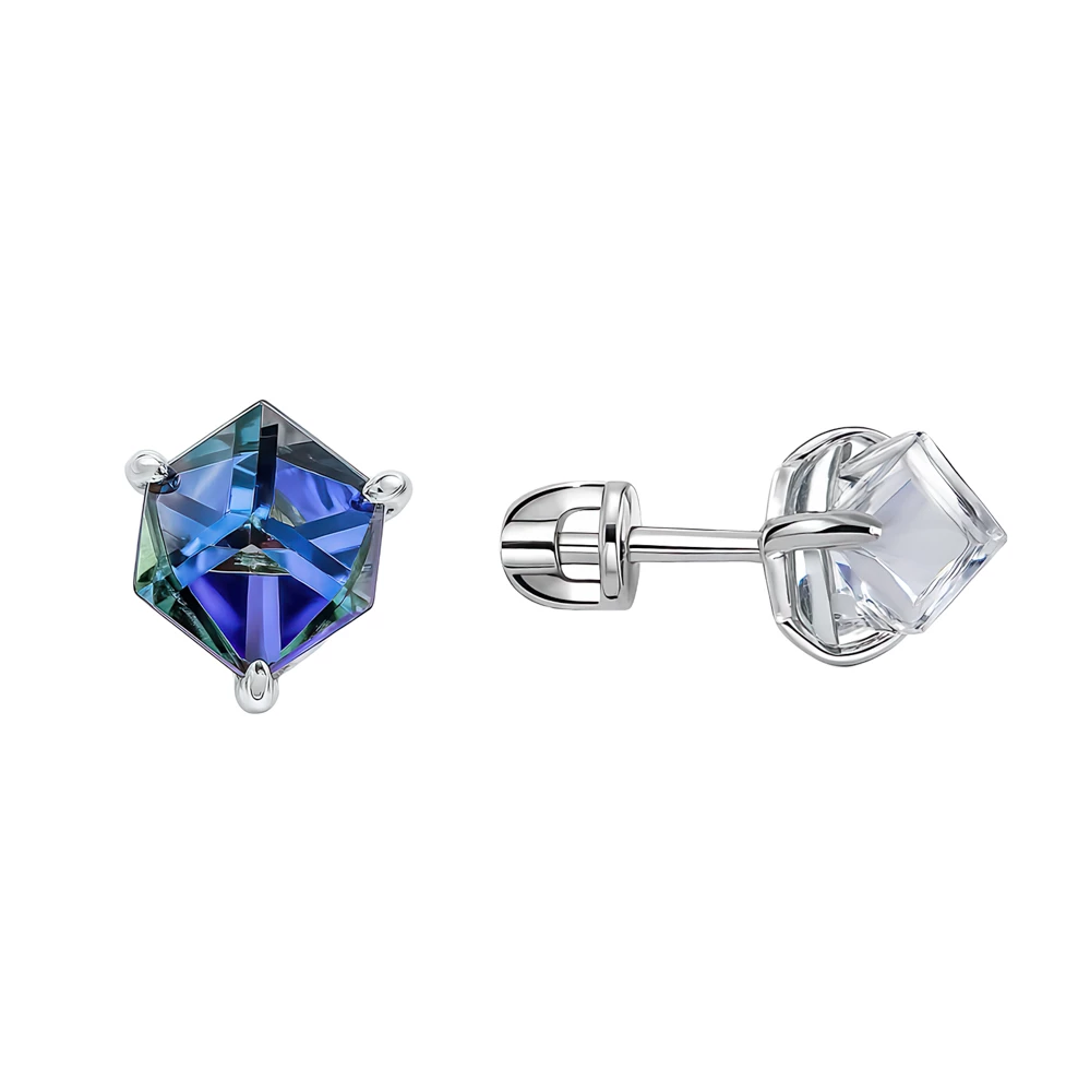 Серьги с ювелирными кристаллами из серебра 925 пробы