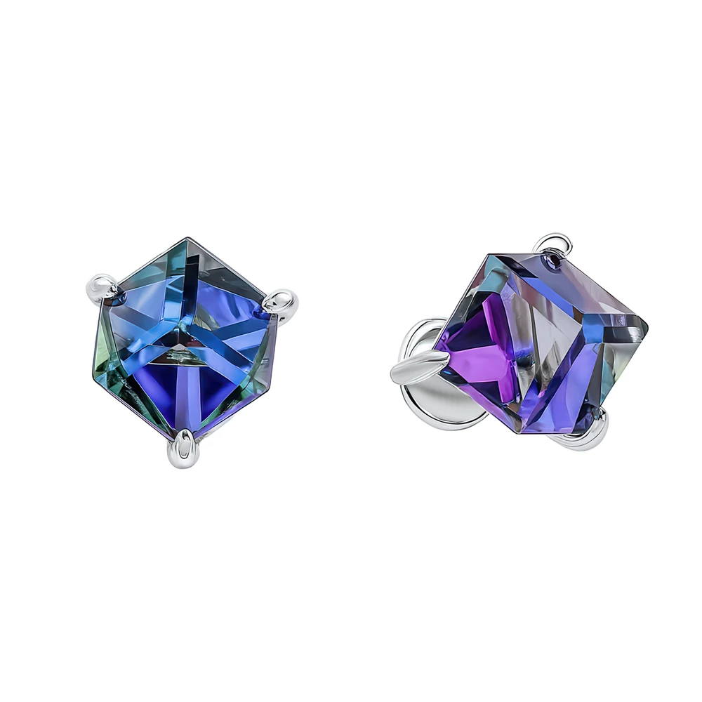 Серьги с ювелирными кристаллами из серебра 925 пробы