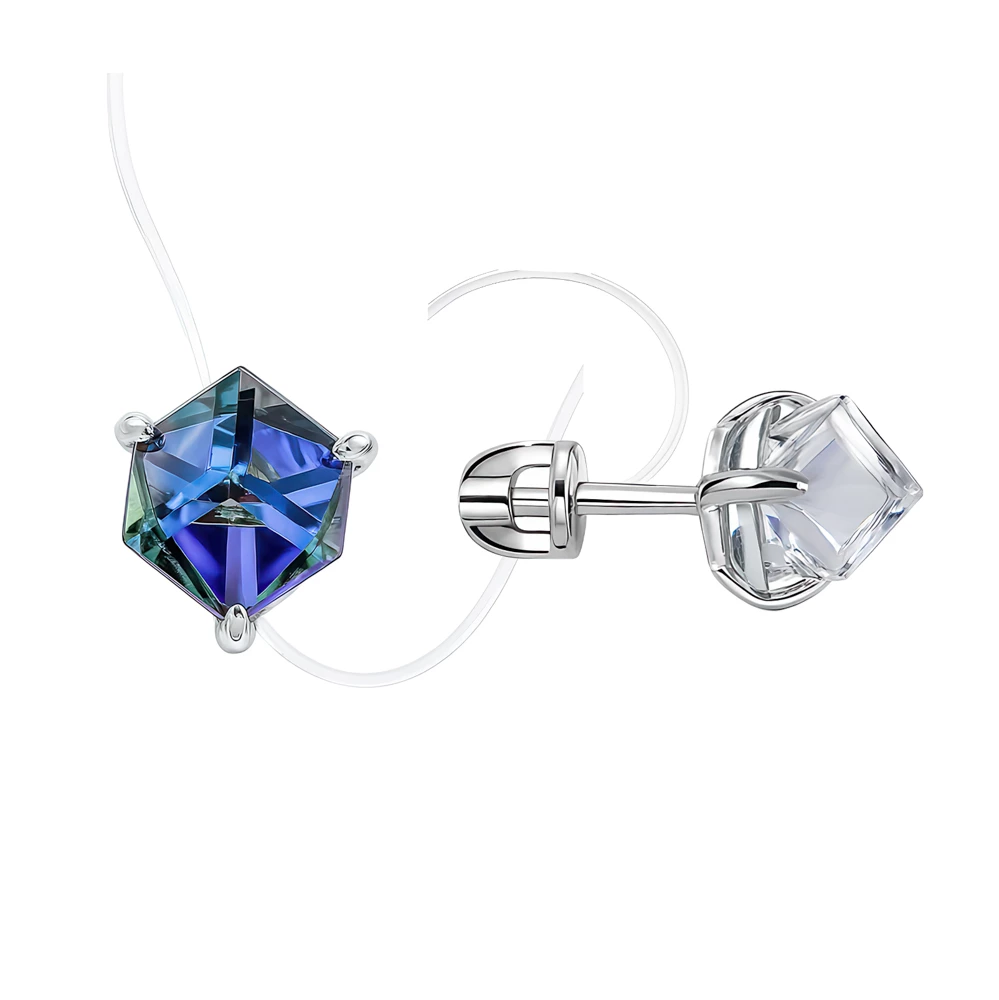 Серьги с ювелирными кристаллами из серебра 925 пробы