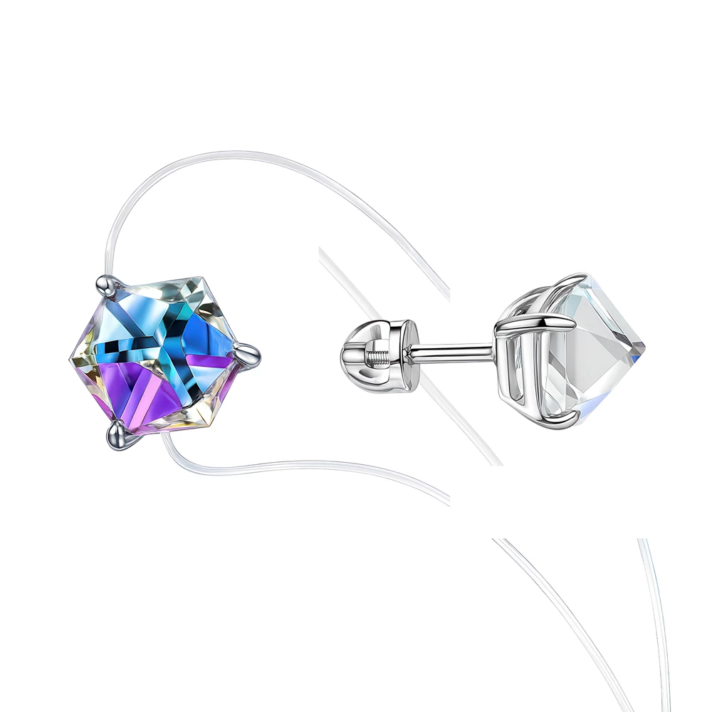 Серьги с ювелирными кристаллами из серебра 925 пробы