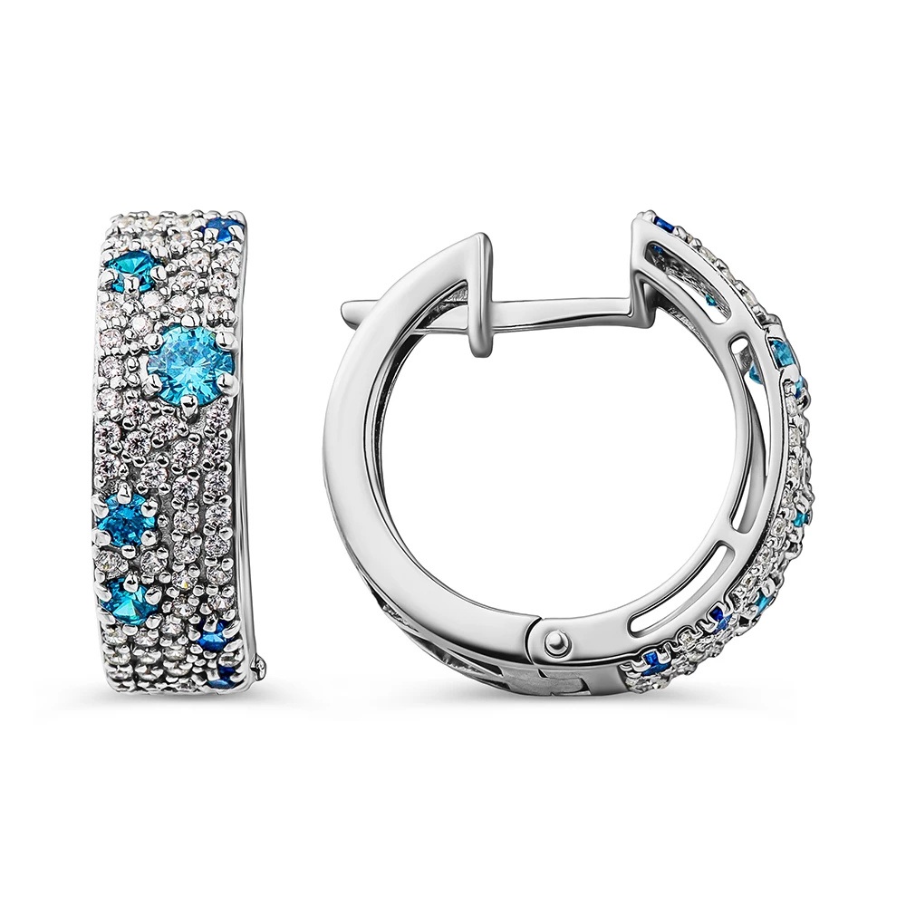 Серьги с фианитами из серебра 925 пробы