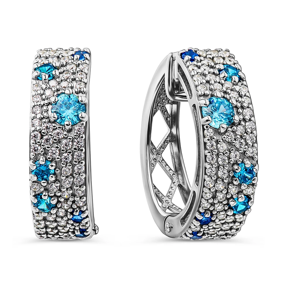 Серьги с фианитами из серебра 925 пробы