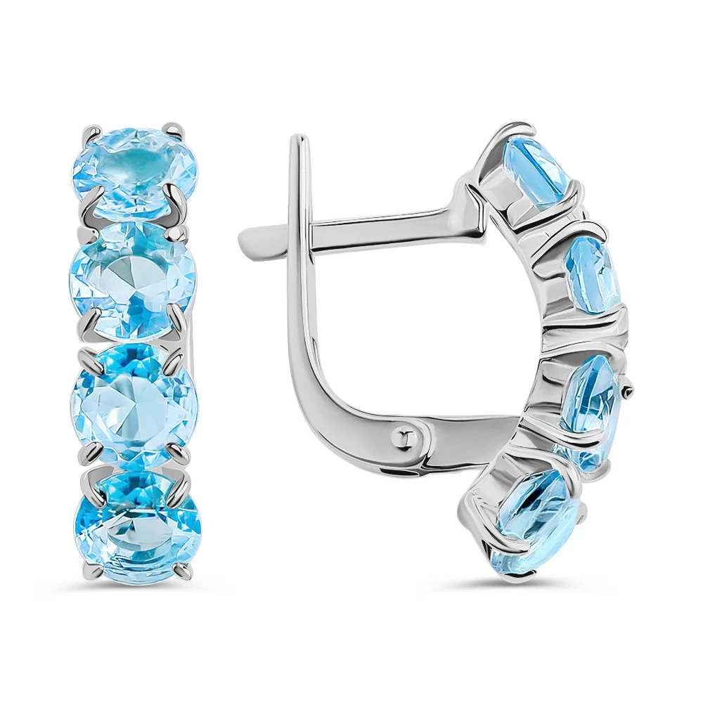 Серьги с фианитами из серебра 925 пробы