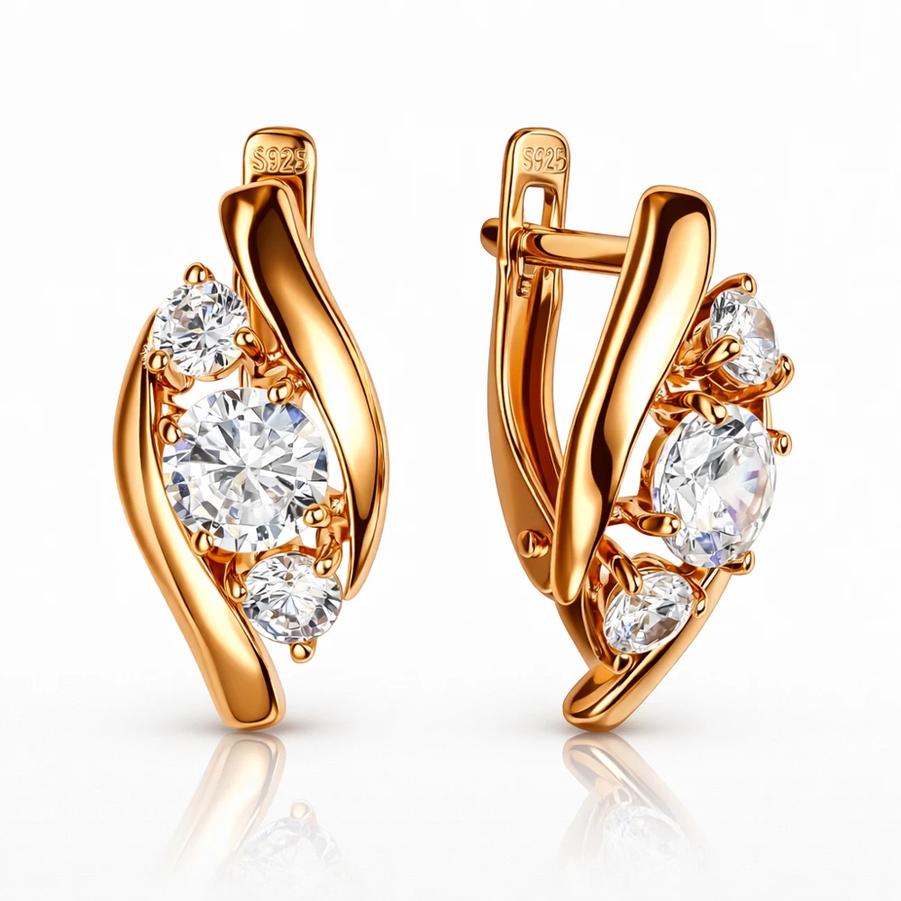 Серьги с фианитами из серебра 925 пробы