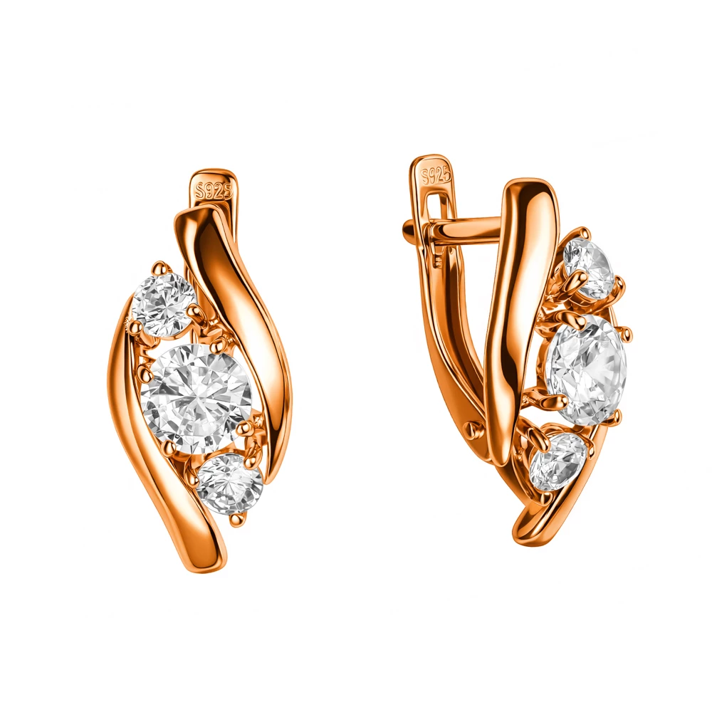 Серьги с фианитами из серебра 925 пробы