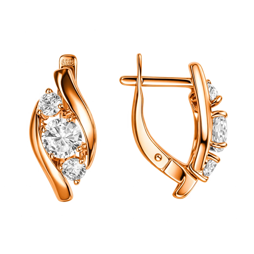 Серьги с фианитами из серебра 925 пробы