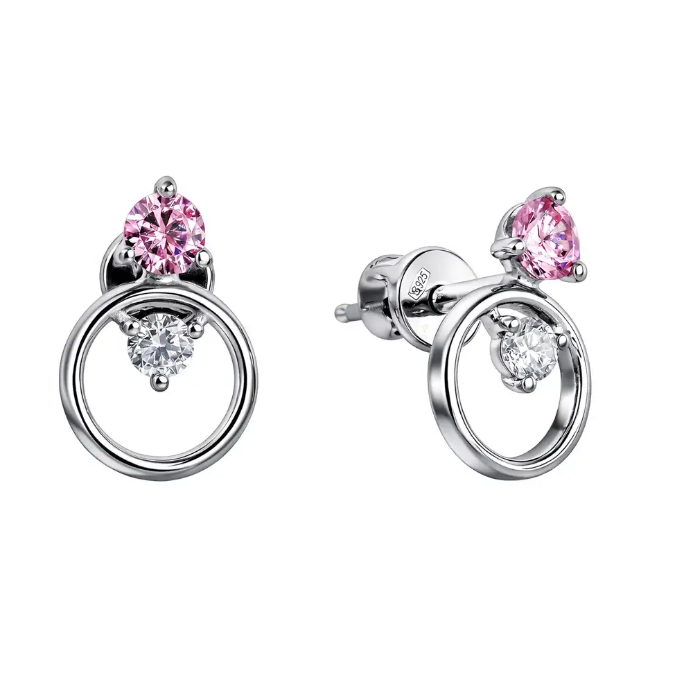 Серьги с фианитами из серебра 925 пробы