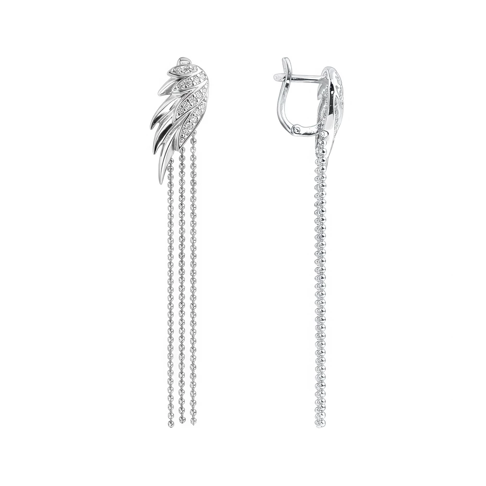 Серьги с фианитами из серебра 925 пробы