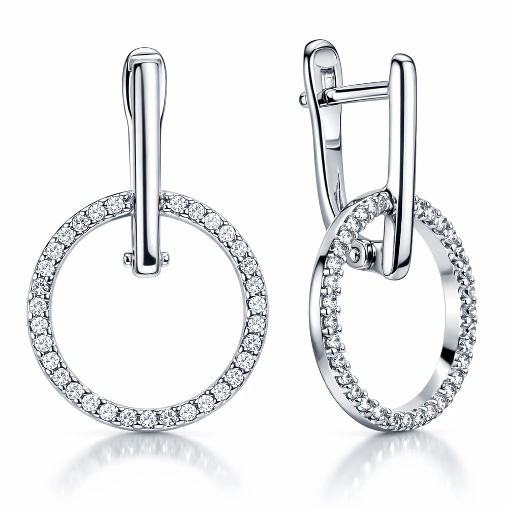 Серьги с фианитами из серебра 925 пробы