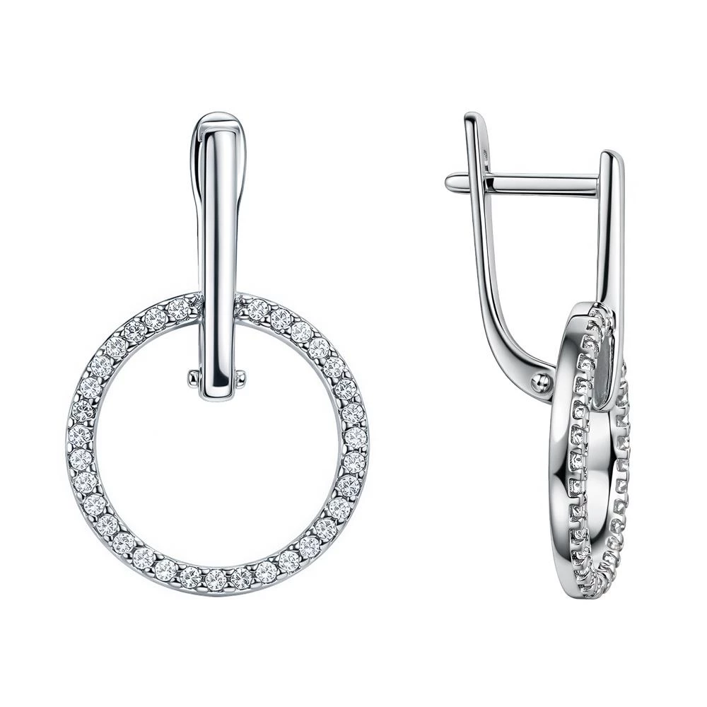 Серьги с фианитами из серебра 925 пробы