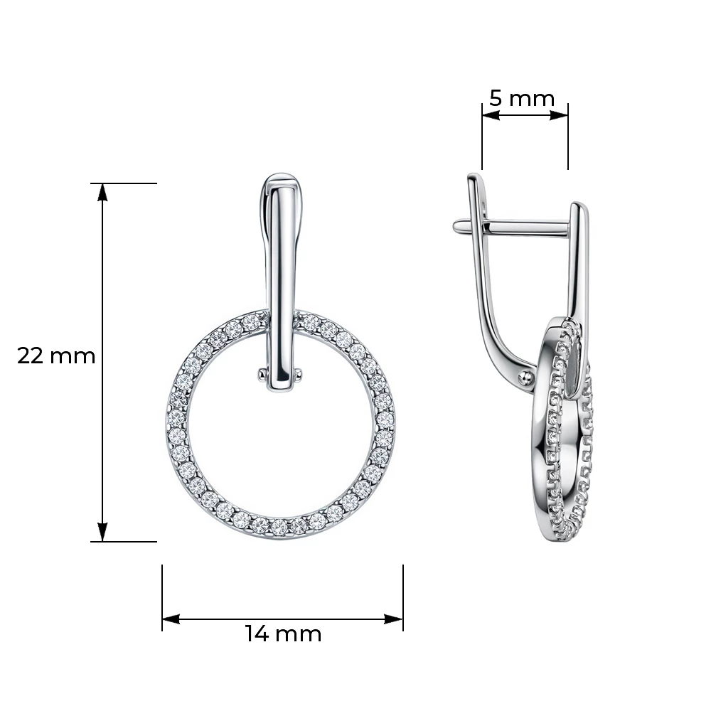 Серьги с фианитами из серебра 925 пробы