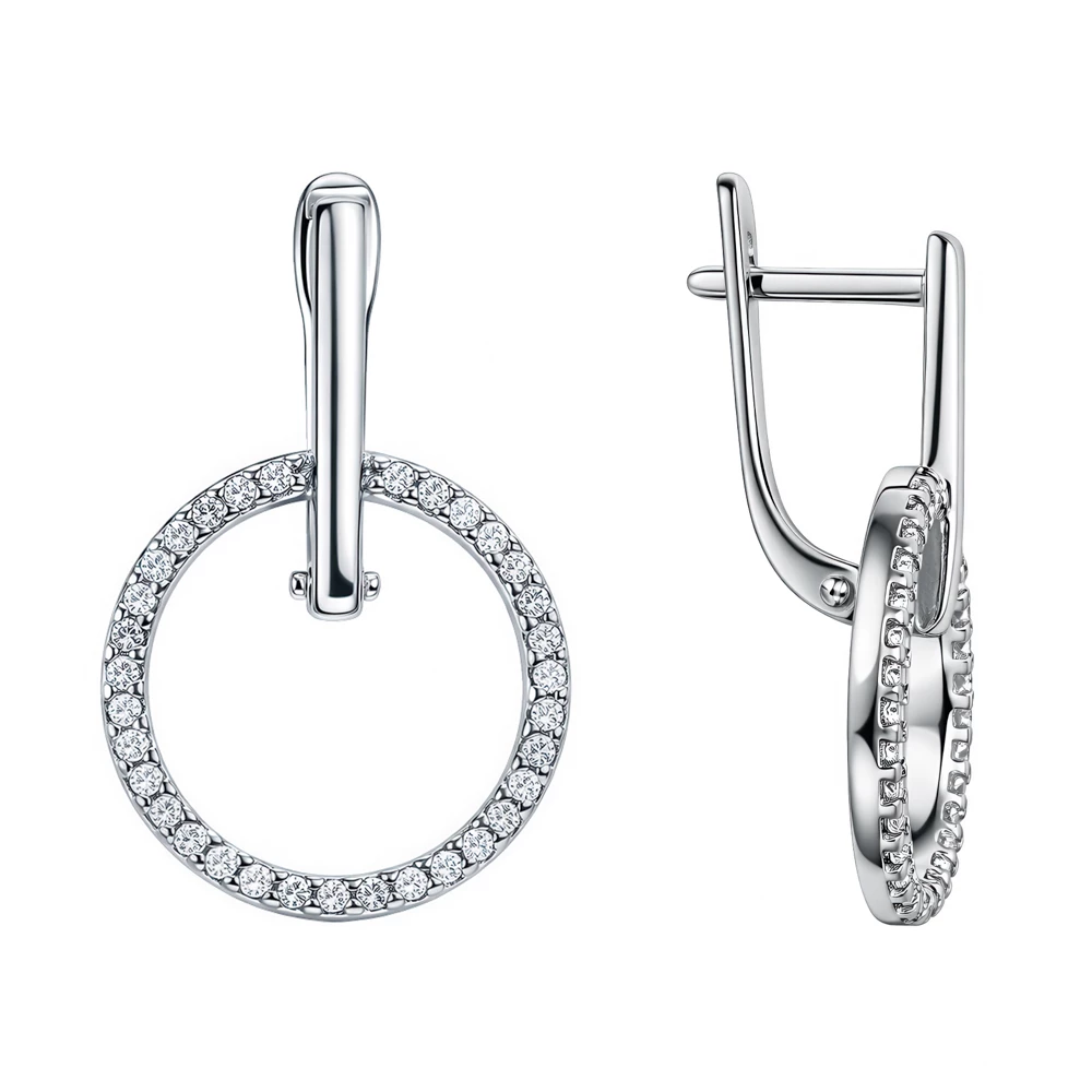 Серьги с фианитами из серебра 925 пробы