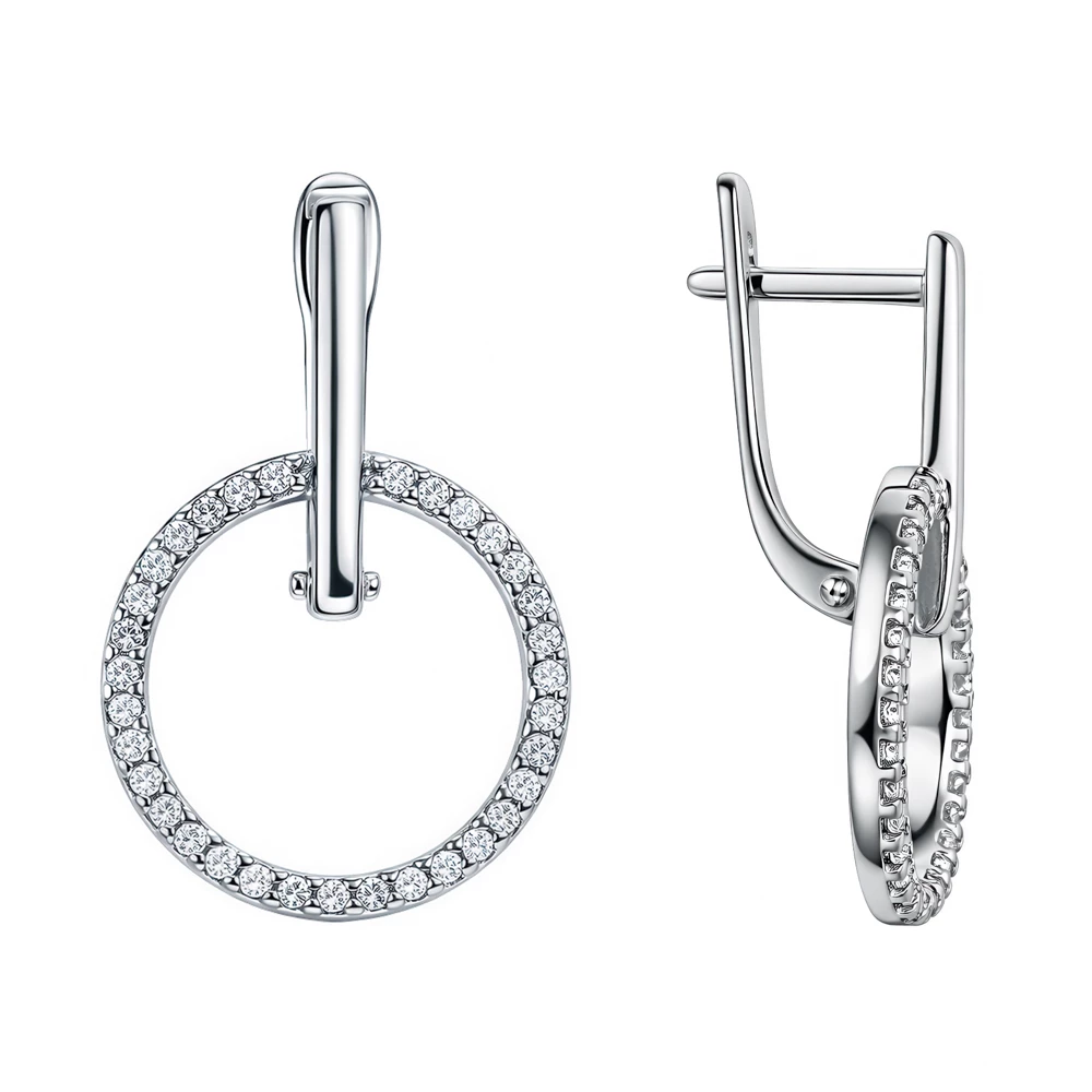 Серьги с фианитами из серебра 925 пробы