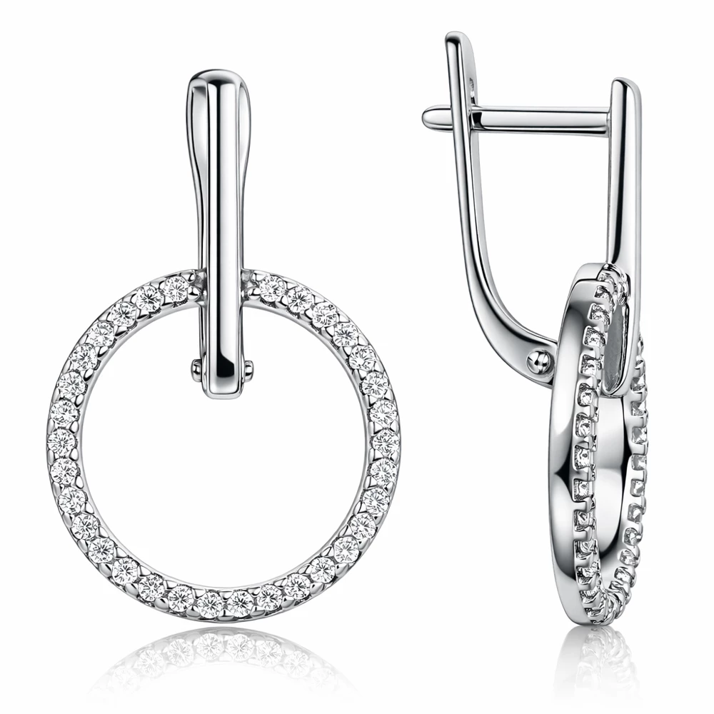 Серьги с фианитами из серебра 925 пробы