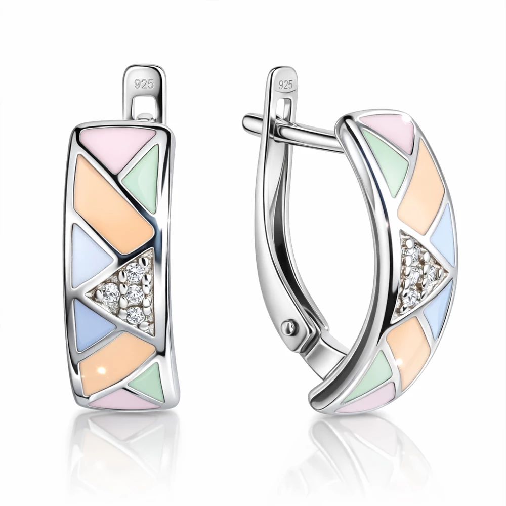 Серьги с фианитами из серебра 925 пробы