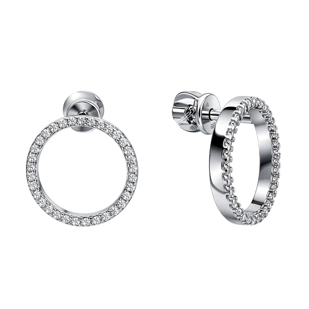 Серьги с фианитами из серебра 925 пробы