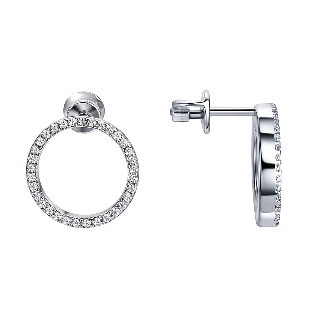 Серьги с фианитами из серебра 925 пробы