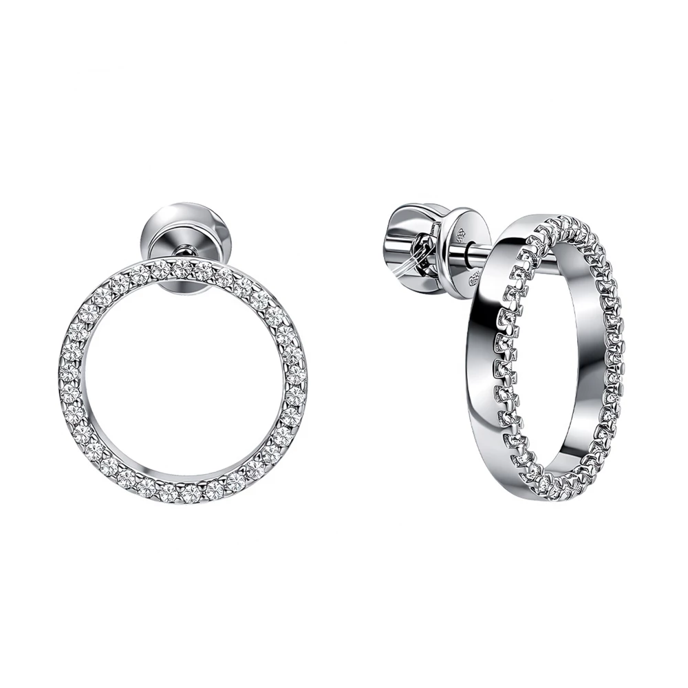 Серьги с фианитами из серебра 925 пробы