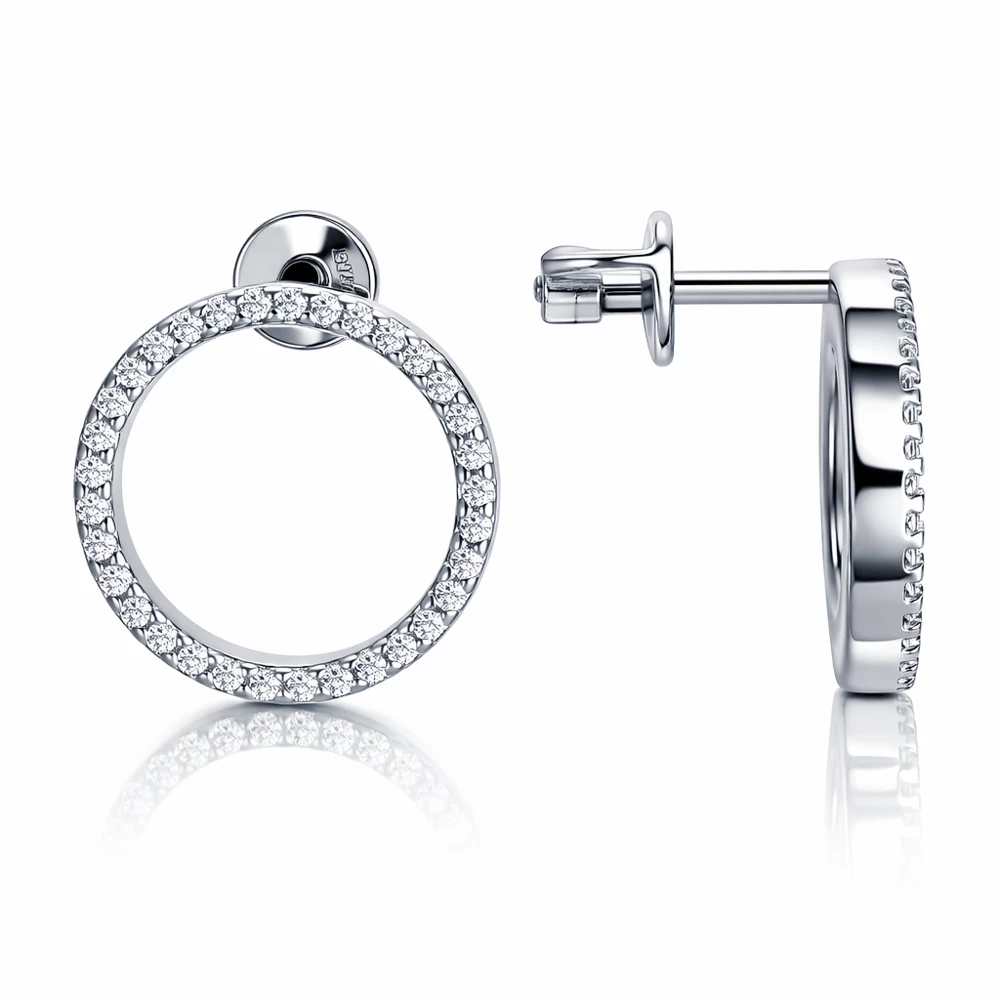 Серьги с фианитами из серебра 925 пробы