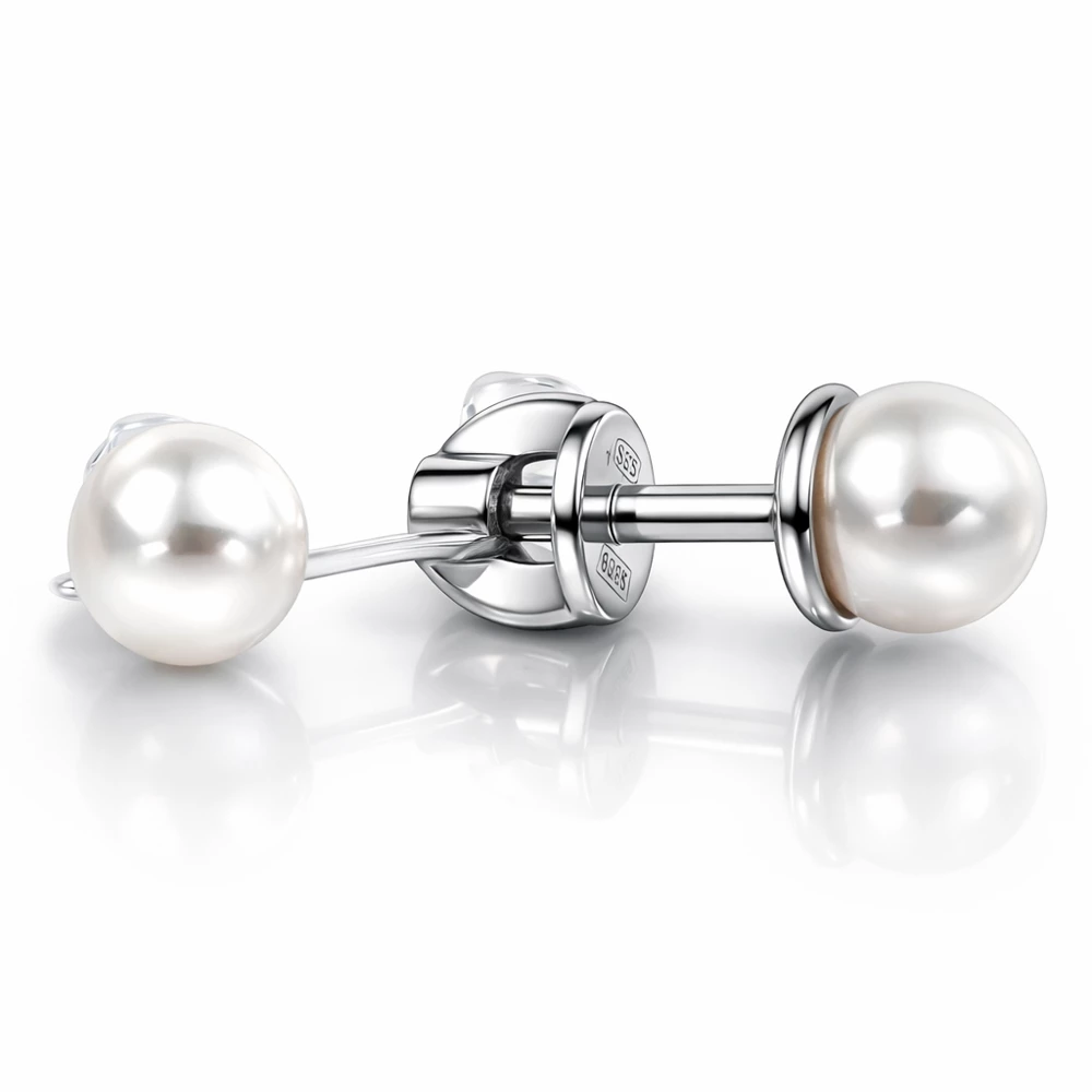 Серьги с искусственным жемчугом из серебра 925 пробы