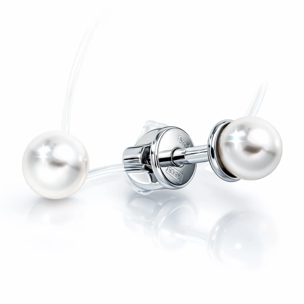 Серьги с искусственным жемчугом из серебра 925 пробы