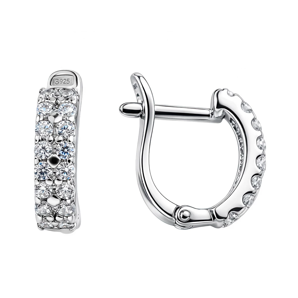 Серьги с фианитами из серебра 925 пробы