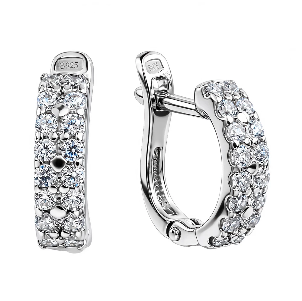 Серьги с фианитами из серебра 925 пробы