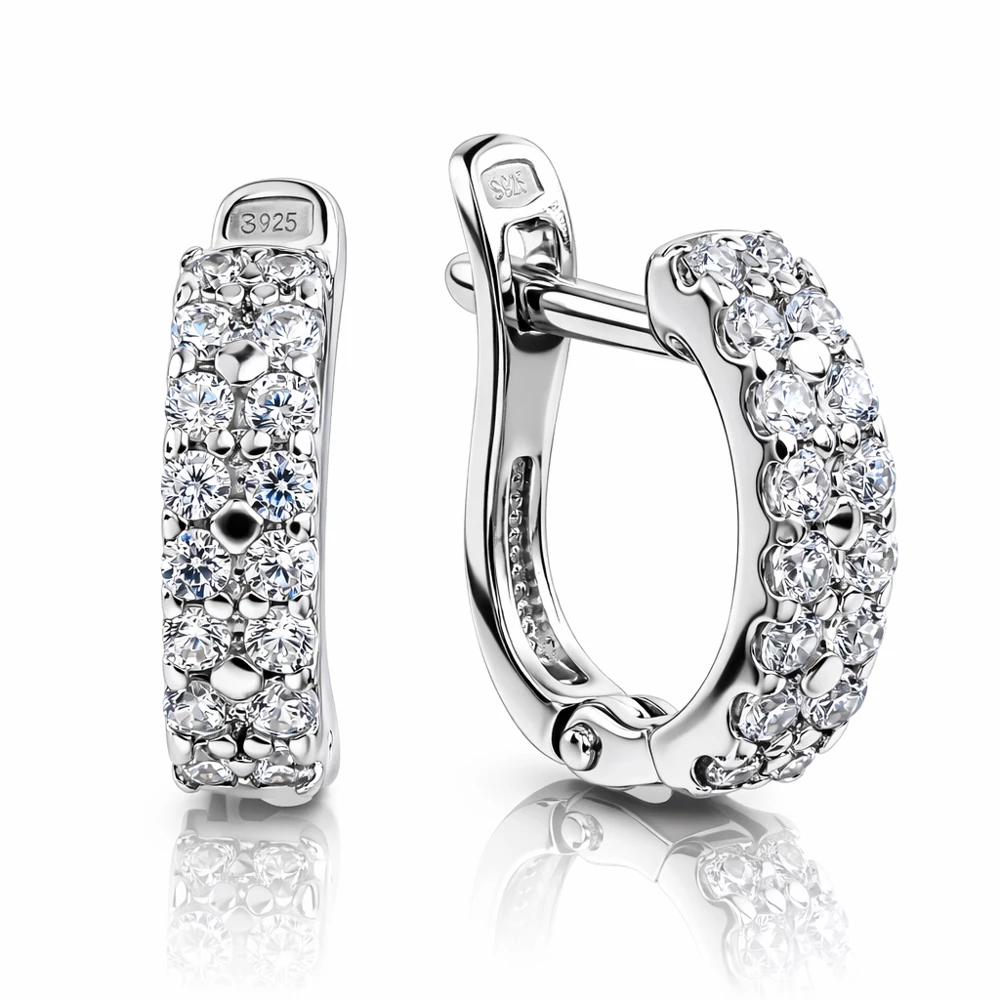 Серьги с фианитами из серебра 925 пробы