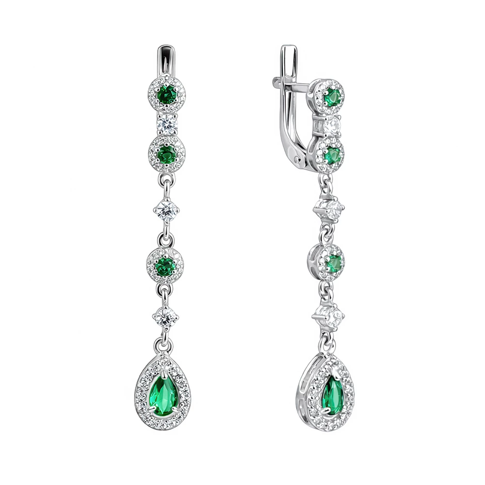 Серьги с фианитами из серебра 925 пробы