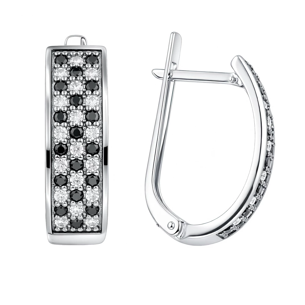 Серьги с фианитами из серебра 925 пробы