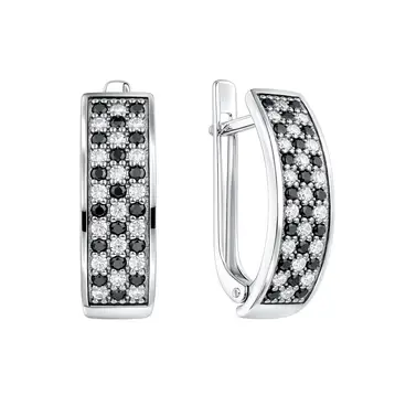 Серьги с фианитами из серебра 925 пробы